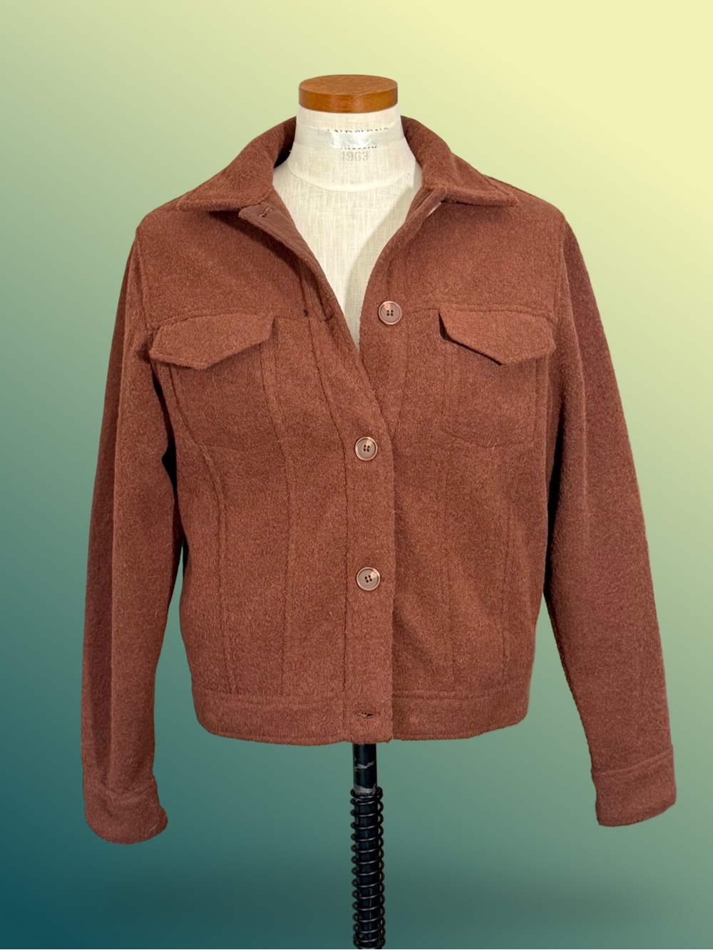 Joie Cozy Fleece Cropped Button-Front Long Sleeve Collared Trucker Shacket SzS/P